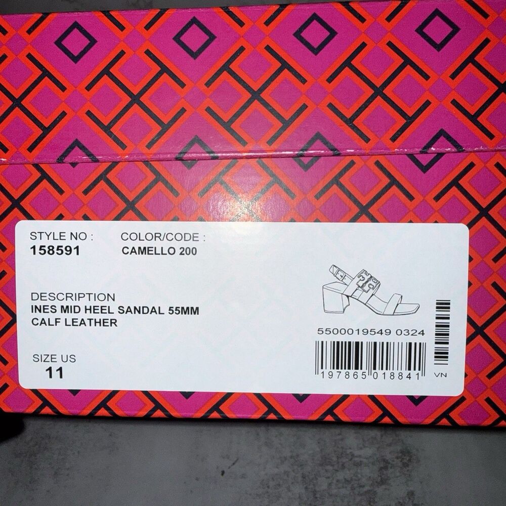 Tory Burch Ines Sandal 55mm Camello Calf Leather $325 MSRP - Picture 7 of 14
